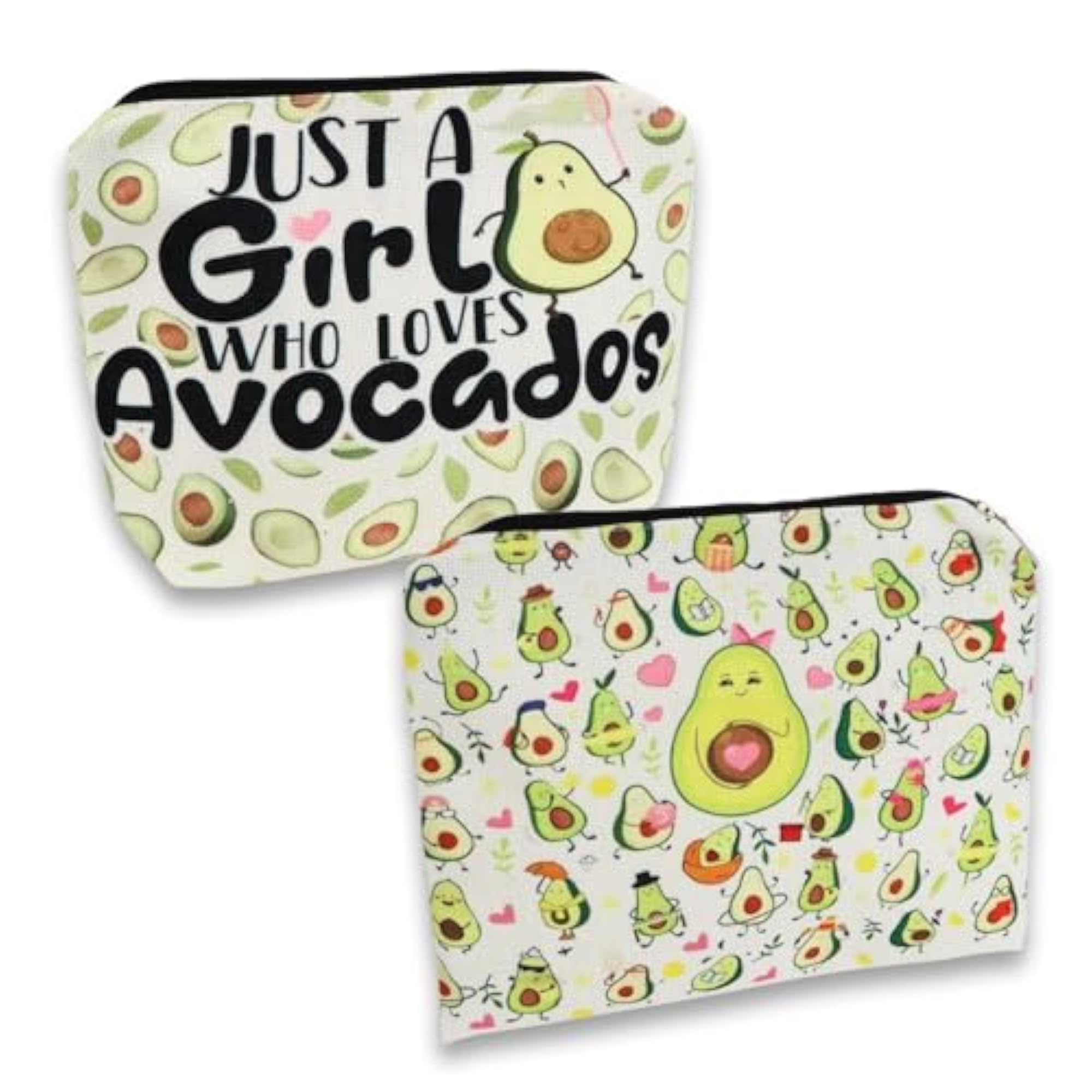 2pc Avocado Lovers Makeup Bags, Fun & Durable